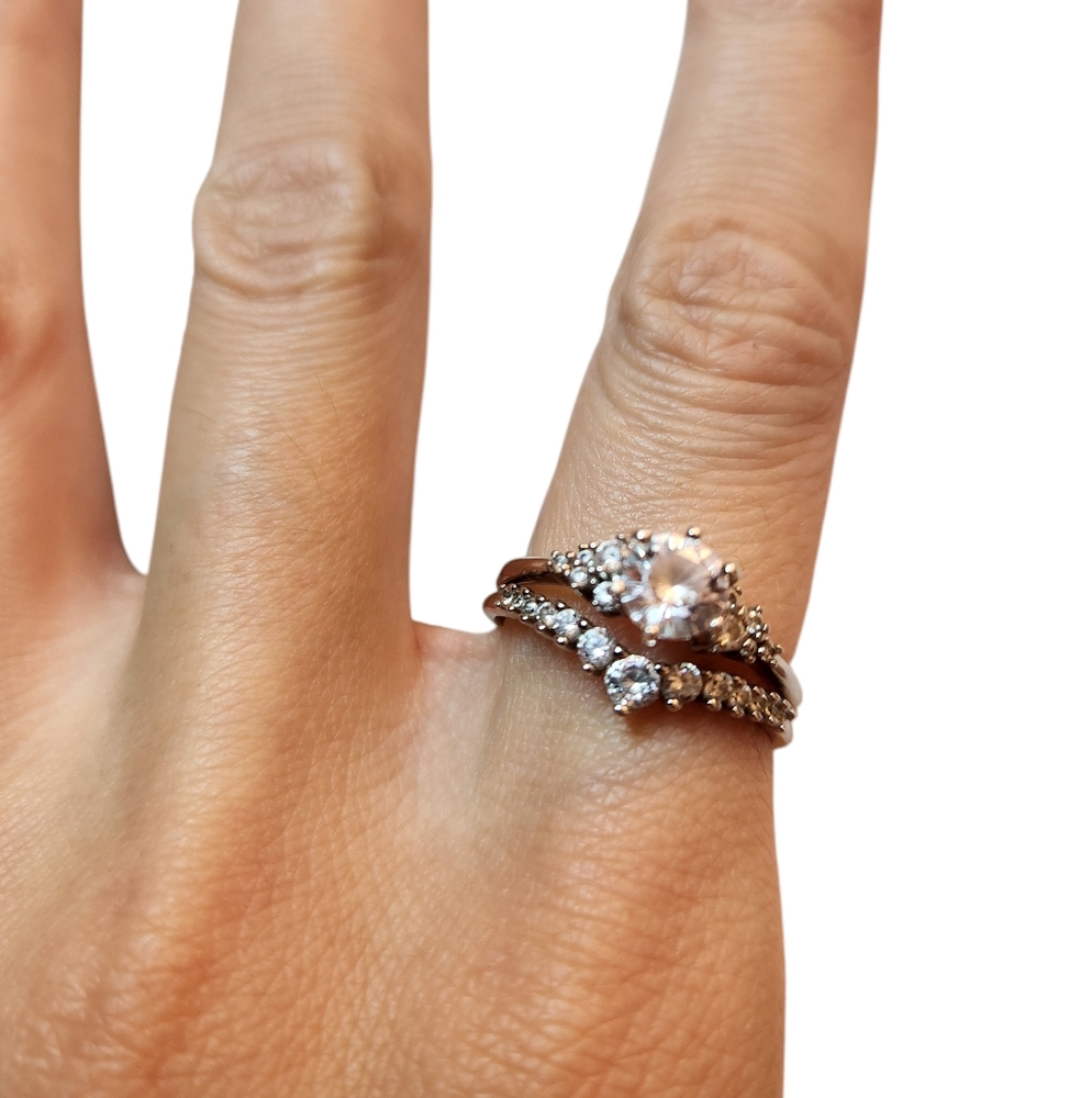 Sterling Silver 925 gemstone engagement ring set size 9